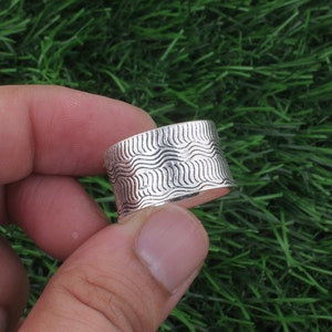 LAYER&#39;S Handmade Engraved Silver Band Ring, Fidget Ring, 925 Sterling Silver Ring For Women, Silver Band Ring, Wedding Band, Unisex Ring