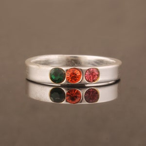 Multi Zircon Handmade Silver Band Solid 925 Sterling Silver Band Ring, Handmade Silver Orange Silver Band Ring Gift Her Staking Ring Idea