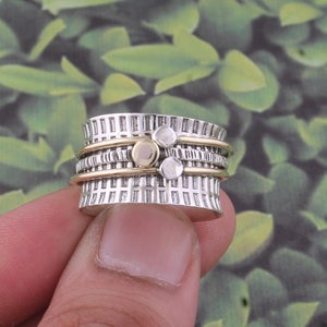 Textured Sterling Silver Spinner Ring: Hammered Meditation Band