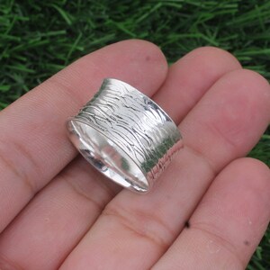 Handmade Engraved Silver Band Ring, Fidget Ring, 925 Sterling Silver Ring For Women, Silver Band Ring, Band Ring, Wedding Band, Unisex Ring