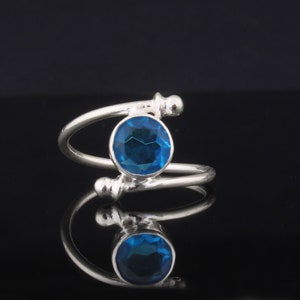 Blue Topaz 925 Sterling Silver Ring: Handcrafted Gemstone Statement Ring