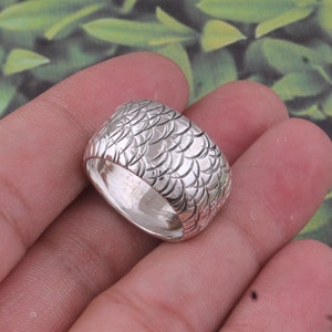 Engraved Sterling Silver Wide Band Ring: Bohemian Textured Ring