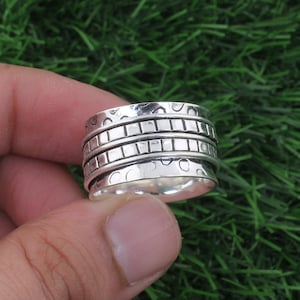 Sterling Silver Spinner Ring: Anxiety Fidget Meditation Band