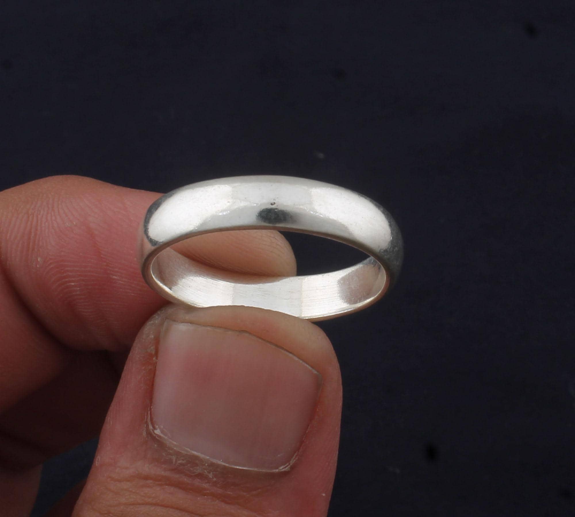 Anello Fascia Mista In Argento Sterling 925 Fatto A Mano - Gioiello Designer Vintage - Foto 3