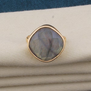 Labradorite Fire Flashy Gemstone Brass Ring, Handmade Ring, Statement Ring, 14k Gold Plated Ring, Boho Ring, Stone Women Ring, Gift For Her