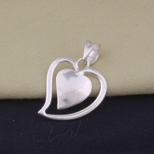 Heart Designer Silver Pendant, Love Handmade Pendant Necklace With 18 Inches Chain, 925 Sterling Solid Silver Pendant, Valentine&#39;s Day Gift