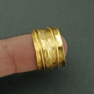 Hand Hammered Gold Plated Brass Spinner Ring: Boho Thumb Band