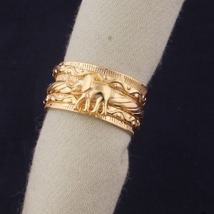 Elephant Twisted Wire Fidget Spinner Ring For Wedding, Handmade 14kt Gold, Rose Gold & Sterling Silver2025 Ring Gifts For Her Jewelry
