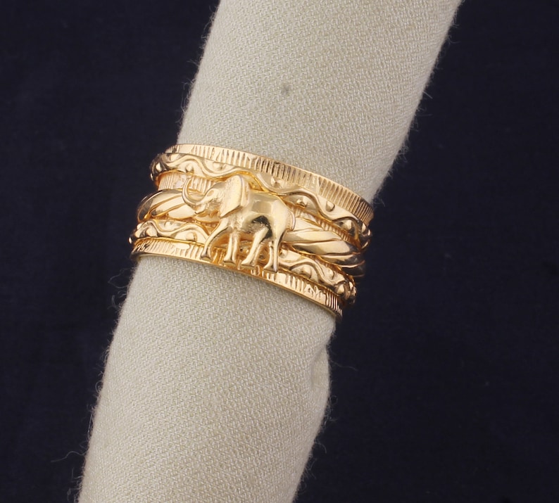Elephant Twisted Wire Fidget Spinner Ring for Wedding, Handmade 14kt ...