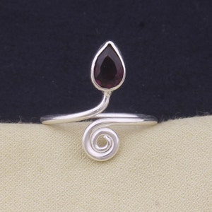 Amethyst Ring for Women, 925 Sterling Silver Ring, Boho Band Ring, Adjustable Amethyst Stone Spiral Ring, Handmade Bohemian Birthday Ring