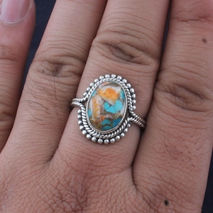 Natural Oyster Turquoise Gemstone Silver Ring Beautiful Handmade Ring 925 Sterling Solid Silver Band Ring For Men & Women Turquoise Ring