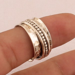 Hammered Sterling Silver Spinner Ring: Handmade Meditation Band