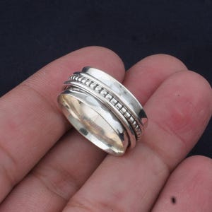 Handgemachter 925 Sterling Silber Spinner Ring: Drei Draht Meditations Schmuck