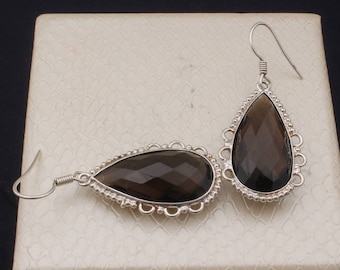 Smoky Quartz 925 Sterling Silver Dangle Earrings
