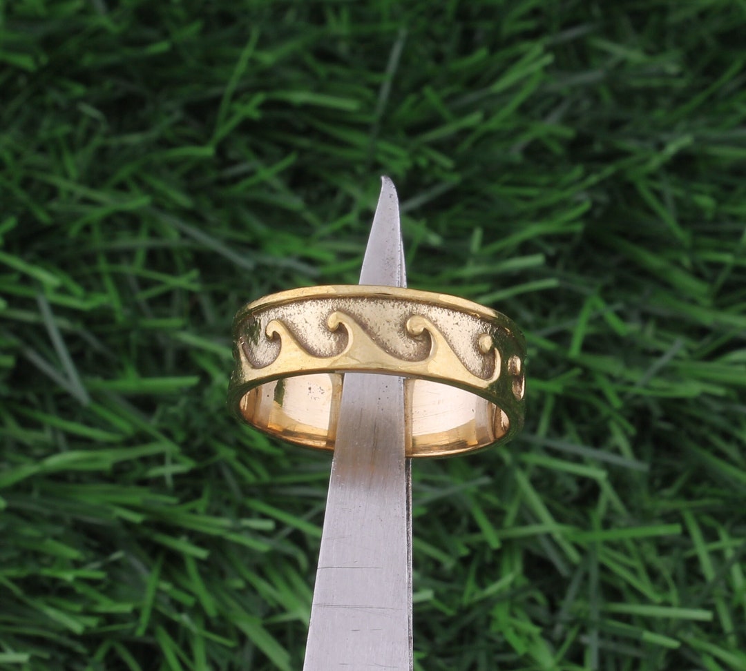 Sac Silver .925 Sterling Silver Gold-Tone Wave Endless Band Ring – Sizes 2-13, Simple Cute