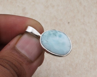 Handmade Larimar Pendant: 925 Sterling Silver Gemstone Jewelry