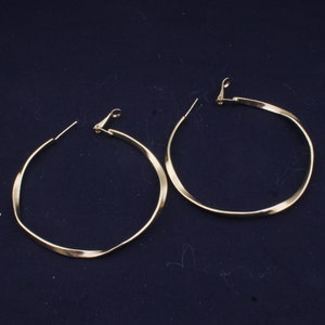 14K Gold Plated Hoop Earrings: Thin Twisted Circle Earrings