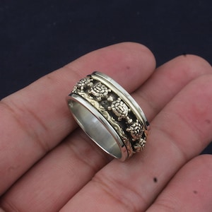 Turtle Spinner Ring, Solid 925 Sterling Silver Fidget Ring for Anxiety, Sea Turtle Jewelry, Ocean Lover Gift, Unique Handmade Jewelry Gift