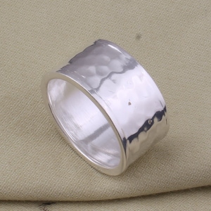 Hand Hammered Sterling Silver Band Ring: Unisex Fidget Ring