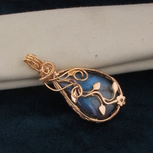 Handmade 14k Gold Plated Labradorite Pear Pendant Necklace