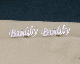 Gemelos con nombre personalizado: plata de ley 925, hechos a mano
