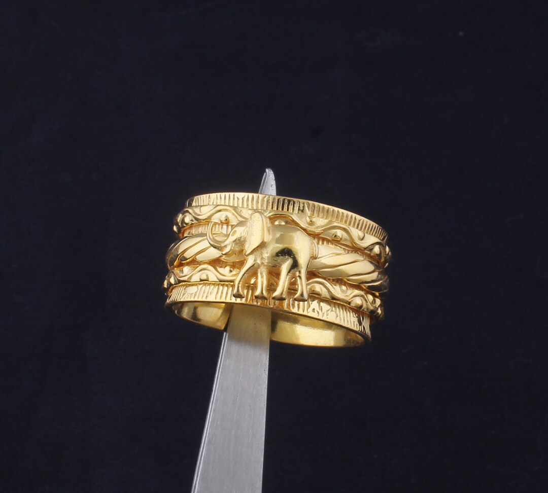 Elephant Twisted Wire Fidget Spinner Ring for Wedding, Handmade 14kt ...