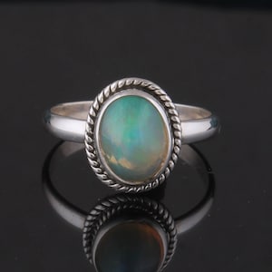 Vintage Ethiopian Opal Ring: Sterling Silver Gemstone Statement Ring