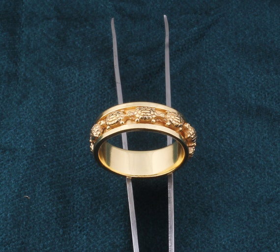 Gold Plated Turtle Spinner Ring: Handmade Brass Meditation Band - Etsy