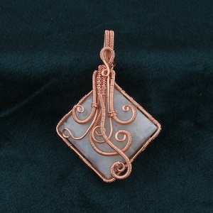 Handmade Rose Gold Plated Rainbow Moonstone Pendant Necklace