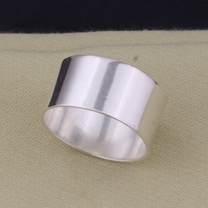 925 Sterling Silver Wide Band Ring: Minimalist Bohemian Jewelry