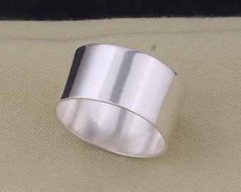 925 Sterling Silver Wide Band Ring: Minimalist Bohemian Jewelry