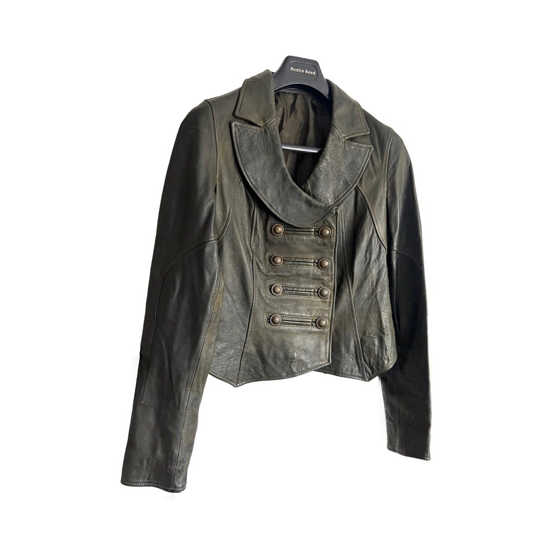 ジャケット・アウター vintage made in ITALY jacket Vintage Made in Italy Quirky Bohemian Dark Green Leather
