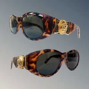 GIANNI VERSACE Vintage Gold Medusa 1996 Tortoise Shell Sunglasses