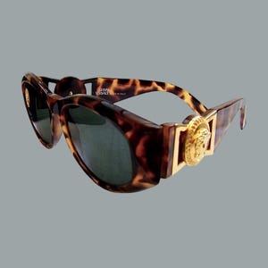GIANNI VERSACE Vintage Gold Medusa 1996 Tortoise Shell Sunglasses