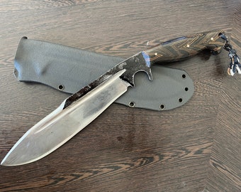 10" 80cvr2 bowie/khukuri/barung 1st edition 57-60rc full tang, handforged, quench oil, temp controlled