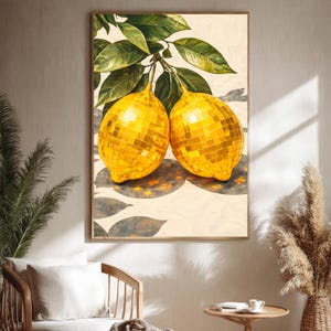 Speelse retro fruit wall art voor keuken of bar.