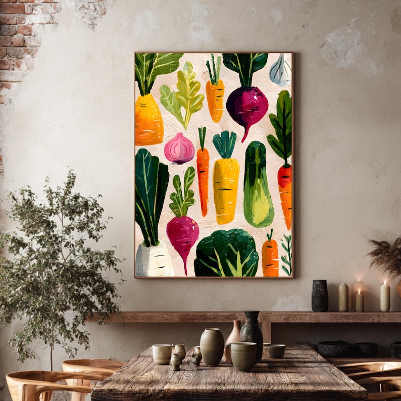 Dopamine decor poster met groenten.
