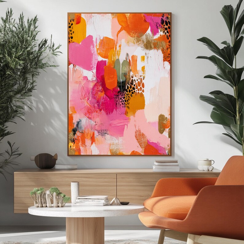 Moderne eclectische wall art met speelse vormen.