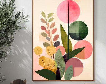 Abstract Botanische Poster Minimalistische Boho Kunstprint  Eclectisch, Naturel & Vrouwelijk | Trendy Planten Illustratie Wanddecoratie