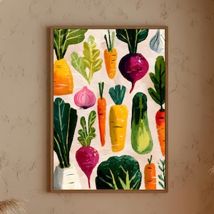 Artistieke groente poster voor modern interieur.