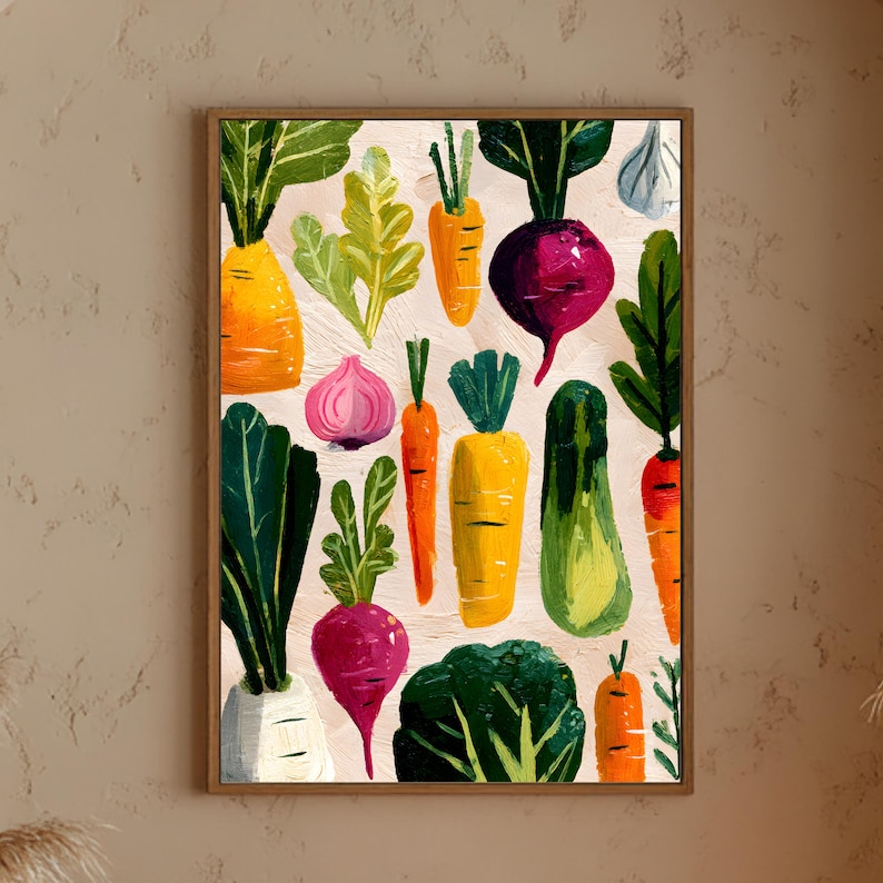 Artistieke groente poster voor modern interieur.