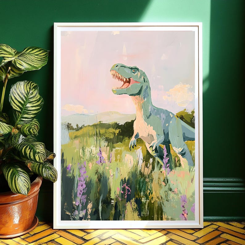 Kitschy wall art with a pop of bold, happy colors