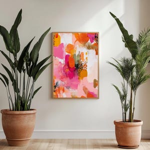Moderne eclectische wall art met Vrolijke dopamine decor poster met kleurrijke penseelstreken.speelse vormen.