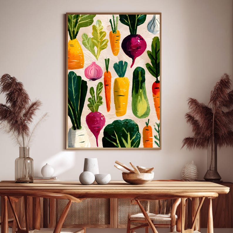 Maximalistische keuken poster met groenten.