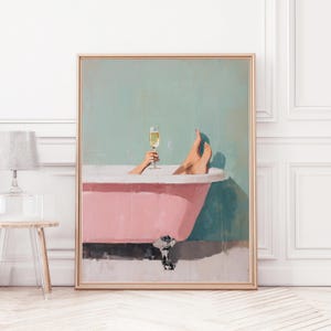 Kleurrijke selfcare poster met vrouwelijke vibe en champagne.