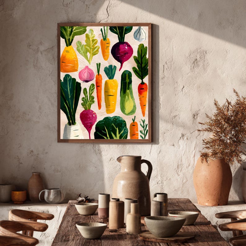 Maximalistische food illustration wall art.