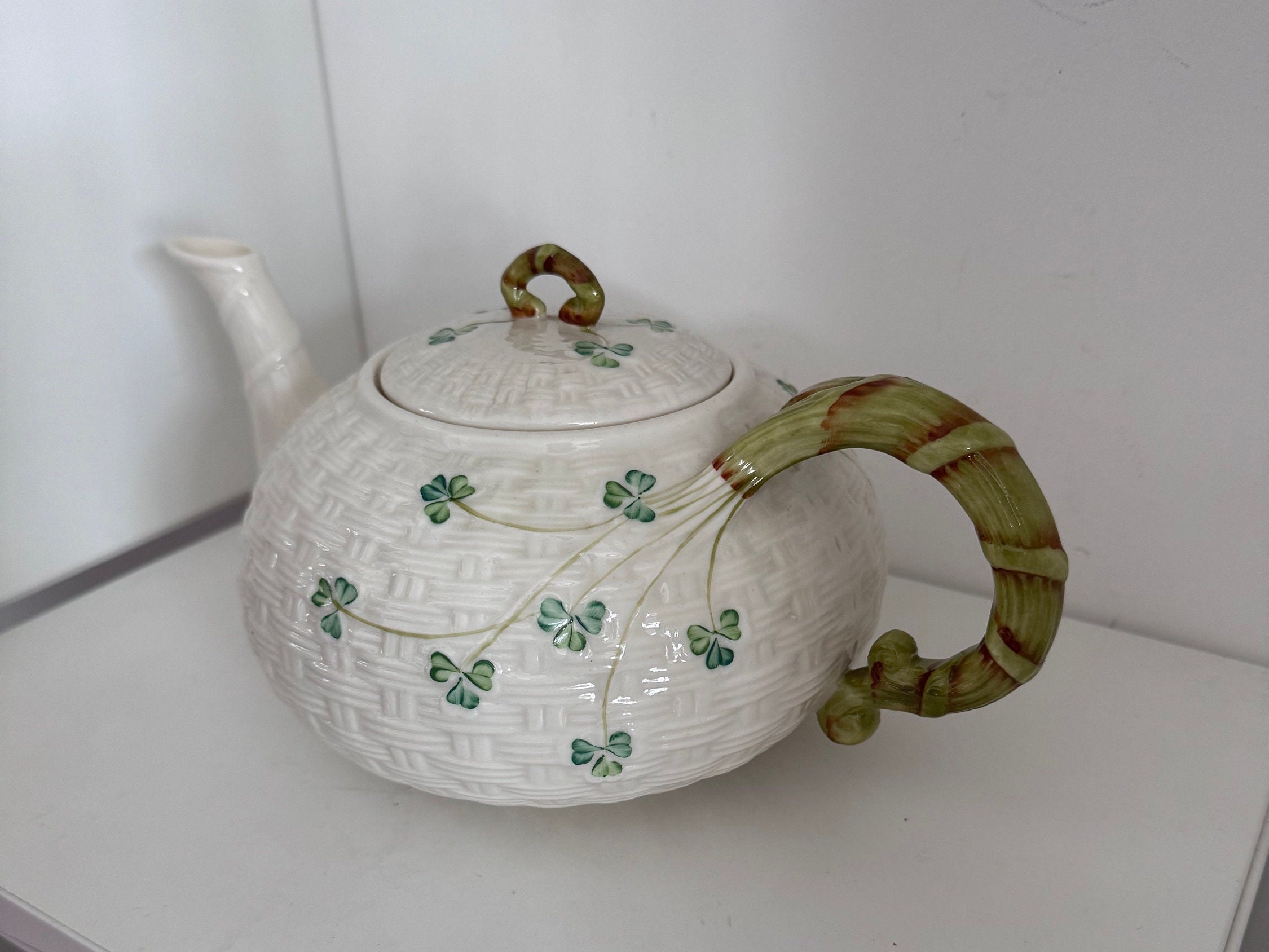 Belleek Ireland Shamrock Teapot.