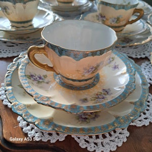 ANTIQUE Trio tea set. A cup and saucer. Antique cup and saucer. The tea trio. Antique tea set. Pre-war porcelain