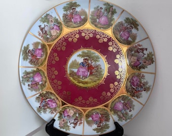 Antique, very large German Bavarian plate, gilded