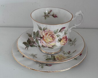 Royal Standard Vintage Trio cup and saucers, hand-painted.